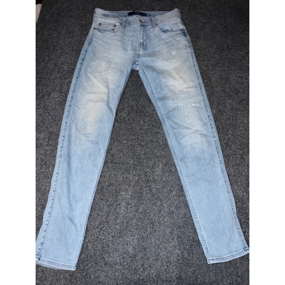Hollister Athletic Skinny Jeans Mens 30x32 Light Wash Blue Advanced Stretch